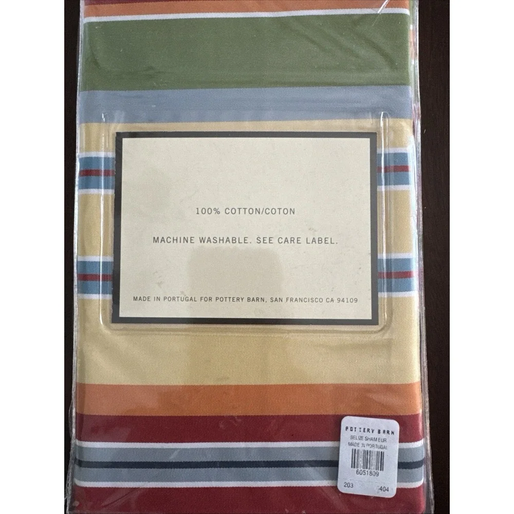 Pottery Barn Belize Stripe EURO Pillow‎ Sham Cover New Vintage Multicolor Summer